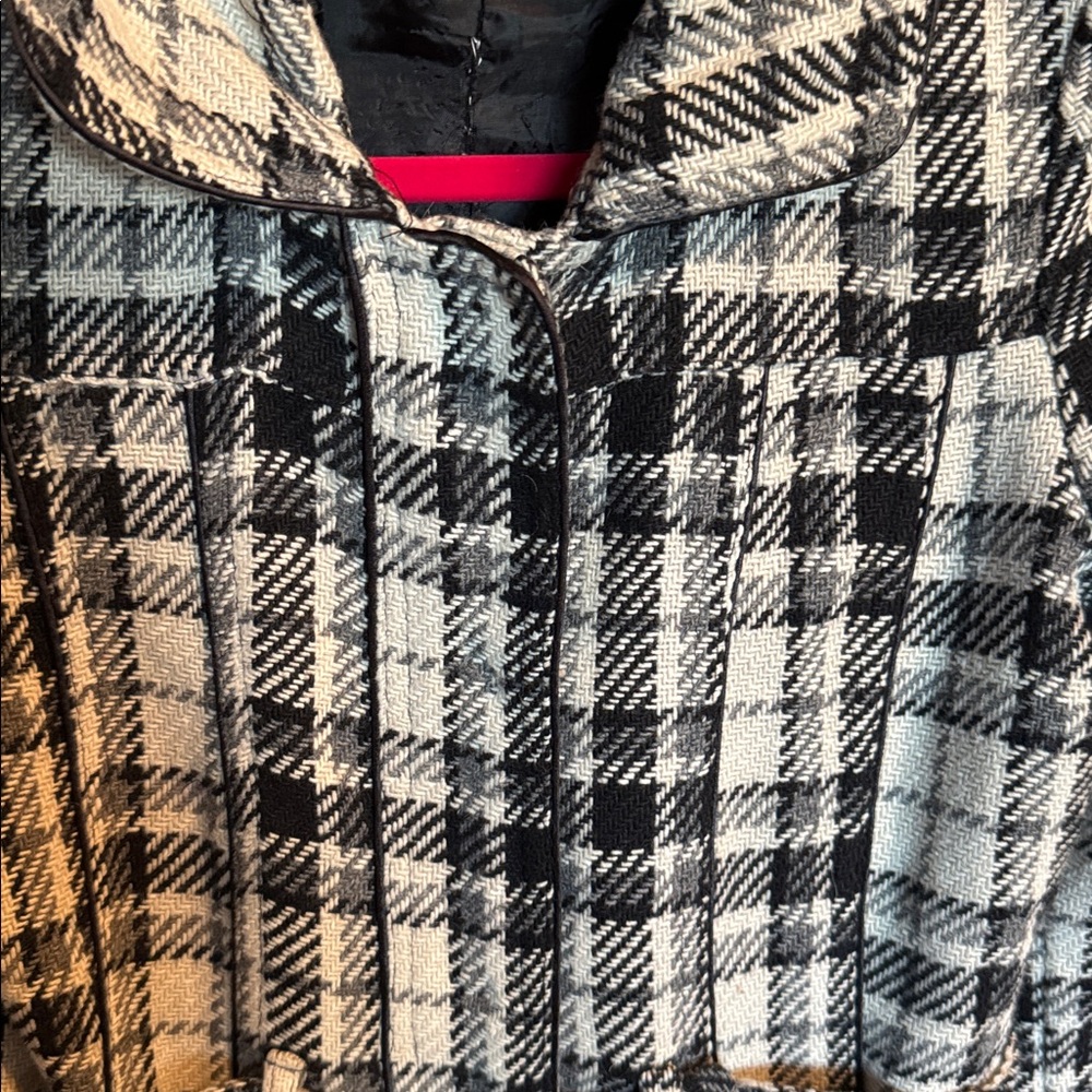 Paris Blues Black and White Plaid Trench Coat - Picture 5 of 7